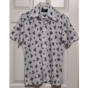 Grants Mates‎ Grants Men's Wear White Blue Tan Short Sleeve 27" Long x 19" PTP